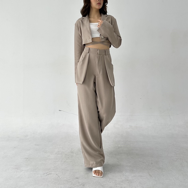 SOHO PANTS - Celana Panjang Straight Pants Highwaist Murah Wanita Trousers Lurus Wide Baggy Leg Kulot Korean Basic Highwaisted Posha