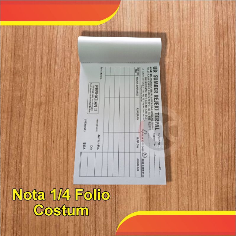

Nota Costum 1/4 Folio