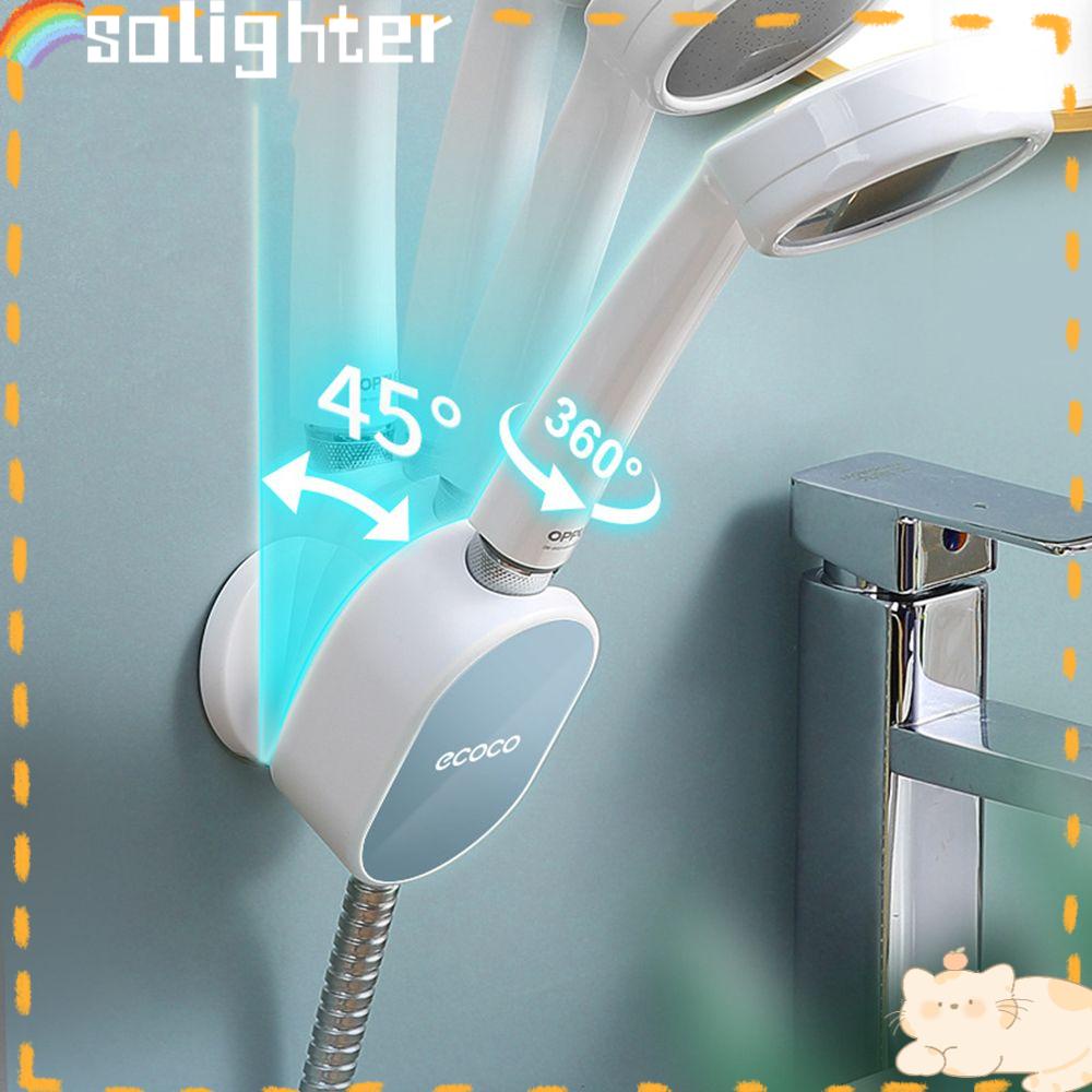 Solighter360°Rotasi Kepala Shower Rak Perekat Tempel Dinding Rumah Tangga Adjustable Angle Nozzle Base Stand