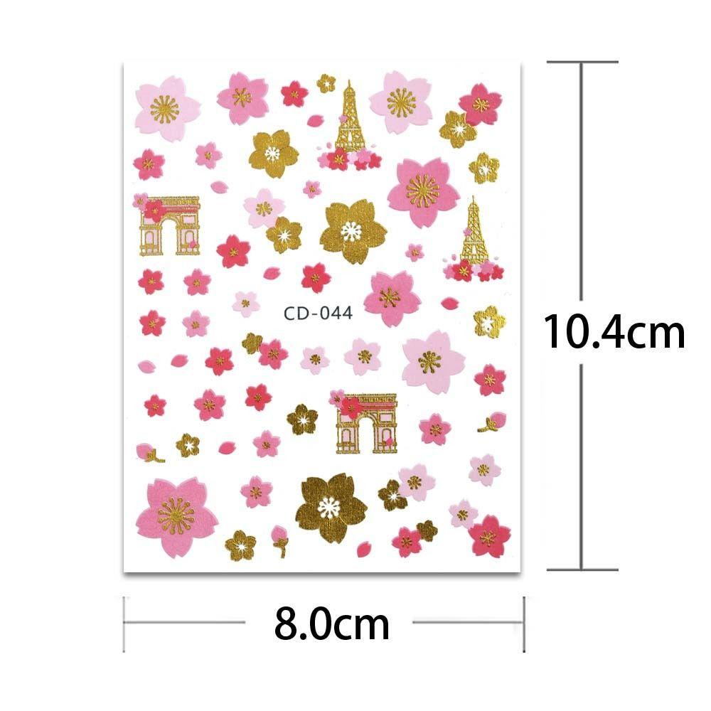 Mxbeauty Bunga Stiker Kuku Wanita Bronzing Cherry Blossom Manicure Aksesoris Daun Nail Art Dekorasi