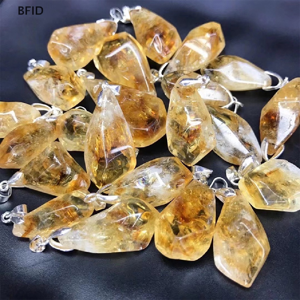 [BFID] Natural Brazil Citrine Charm Pendant Healing Crystals Enegry Stone DIY Perhiasan [ID]