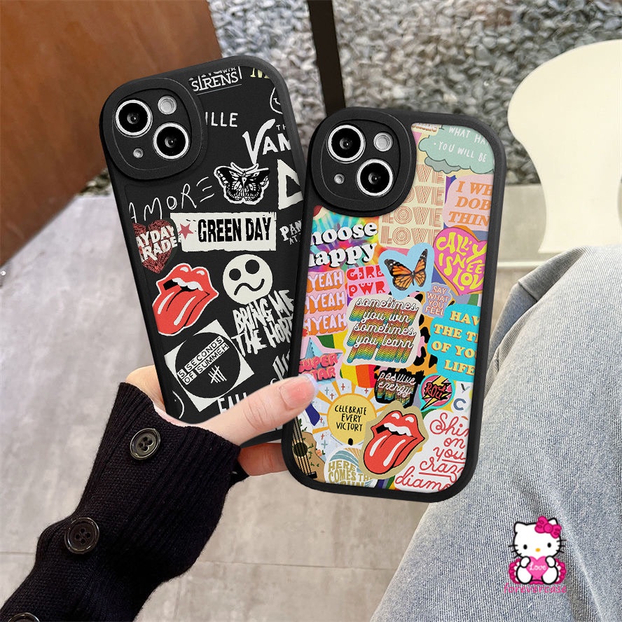 Trendy Stiker Label Casing Realme C53 C55 10 Pro Plus C15 C30 C31 C12 C11 C25Y C25s C21 C21Y C35 GT C17 C2 9i 5 8 5i 7i 5 6i 6s 6 8i 8Pro C3 C20 C17 Huruf Kupu Soft Sarung