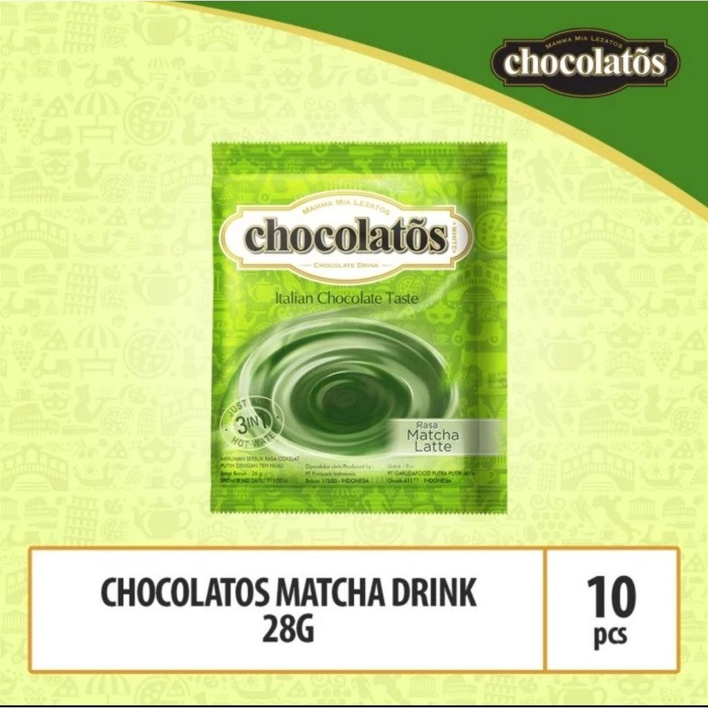 

Chocolatos Drink Rasa Matcha Latte - 1 renceng isi 10