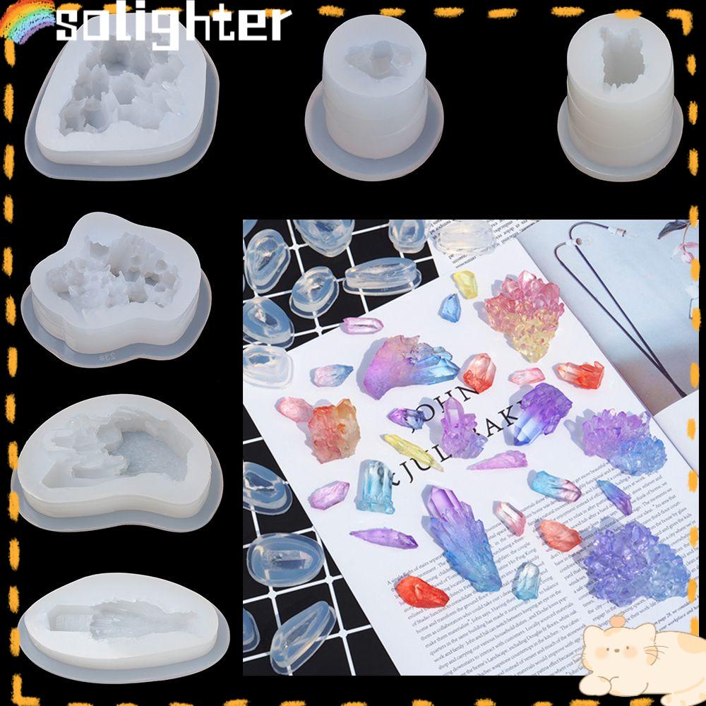 Solighter 1pcs Cetakan Resin 3D Kristal Cluster Batu Silikon Handmade Epoxy Casting