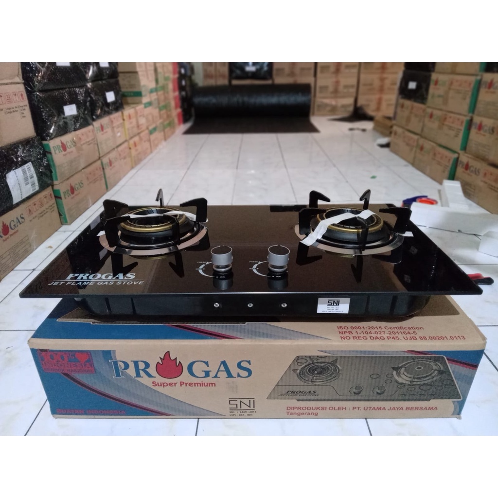 KOMPOR PROGAS 2 TUNGKU KACA FULL HITAM NEW PRODUK!