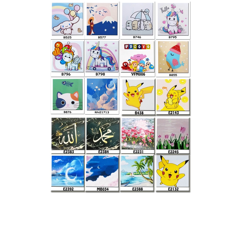 

SAMHEZ PAINTING BY NUMBERS 20X20 KUDA PONY CINNAMOROLL SUMIKKO UNICORN GURASI KALIGRAFI PIKACHU CAT FLYBIRD CUTE LUCU PAINT MEWARNAI PEMANDANGAN KANVAS MEWARNAI EDUKASI ANAK MURAH