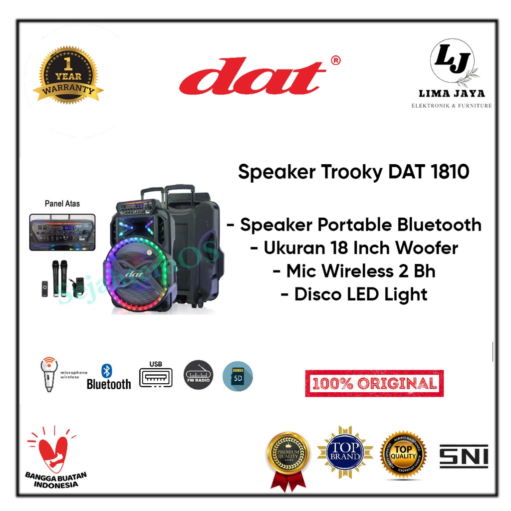 Speaker Portable Bluetooth Trooky DAT 1810 Spiker Karoke 18 Inch