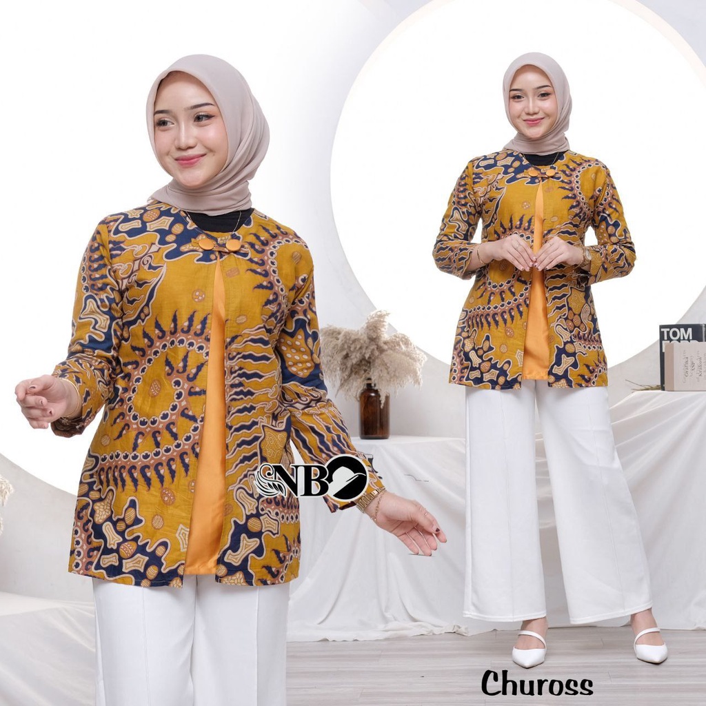 Baju Batik Wanita Modern Atasan Blouse Batik Kerja Kantor Wanita