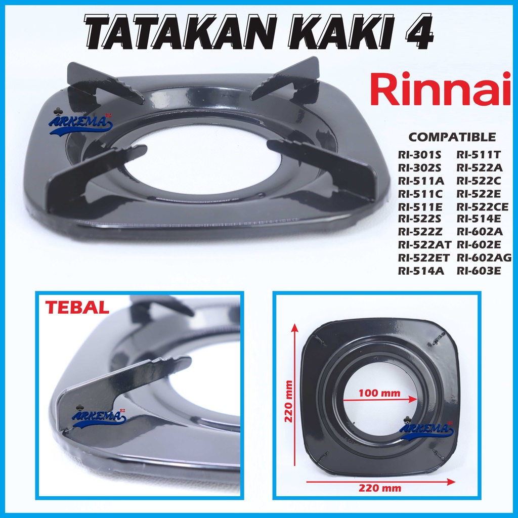 TATAKAN KOMPOR GAS RINNAI KAKI 4 | DUDUKAN / NAMPAN TEBAL RI 522C, RI 522 CE, RI 522 E, RI 602 E