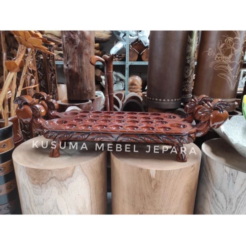 Dakon/Congklak Kayu Jati Model Apel - Panjang 85cm