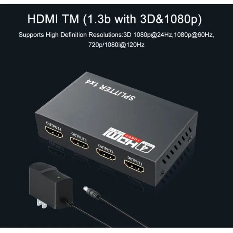 HDMI SPLITTER 4 PORT HUB 1x4 HD amplifier v1.4 3D