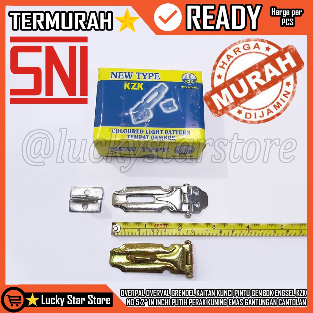 Overpal Overval Grendel Kaitan Kunci Pintu Gembok Engsel Kzk No 5 2” In Inchi Inch Inci Putih Perak 