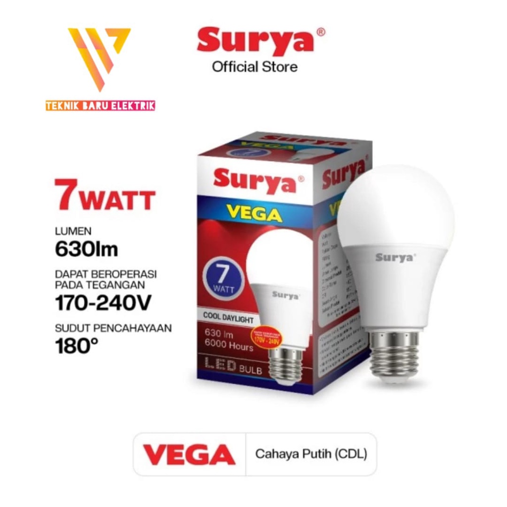 LAMPU LED BULB SURYA VEGA BY HANNOCHS 5W 7W 9W 12W 15W 18W GARANSI 1 TAHUN BOHLAM SUPER TERANG SNI ANTI PECAH 5 7 9 12 15 18 WATT