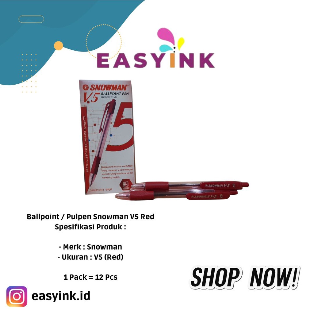 

Ballpoint / Pulpen Snowman V5 Merah