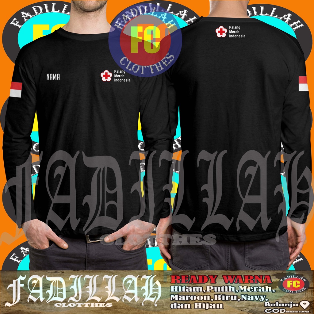 kaos baju PMI Reques nama Lengan Panjang Baju Distro