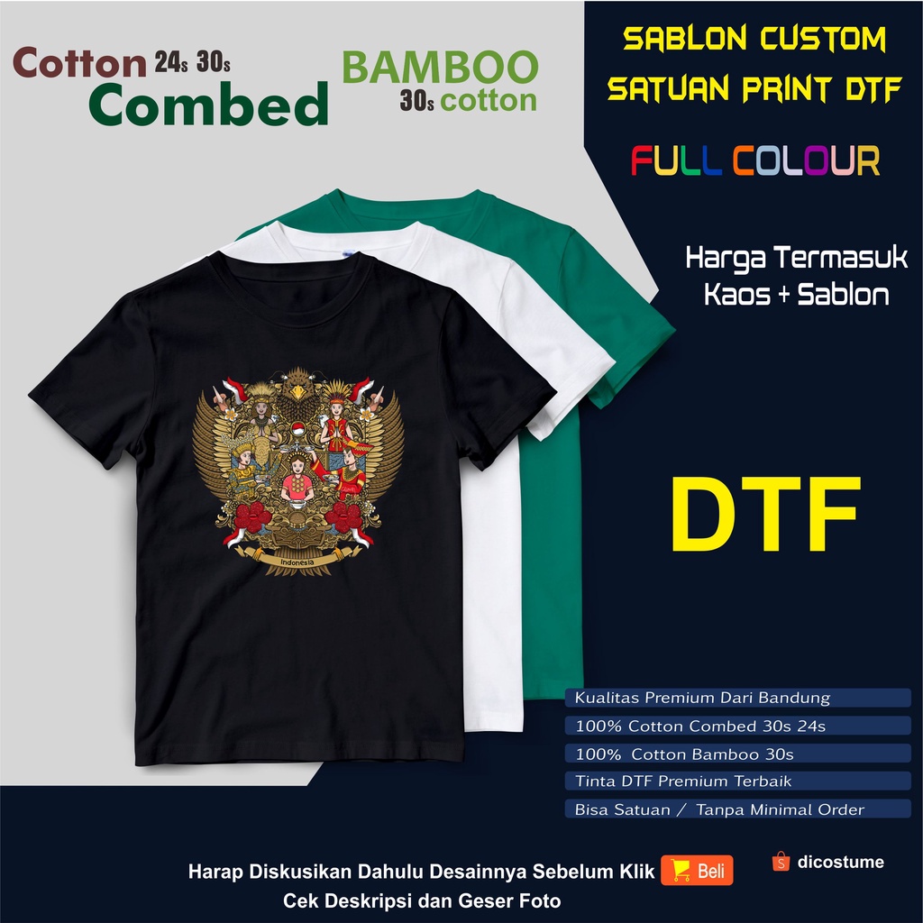 Kaos Satuan Sablon Print DTF Custom Desain Sendiri