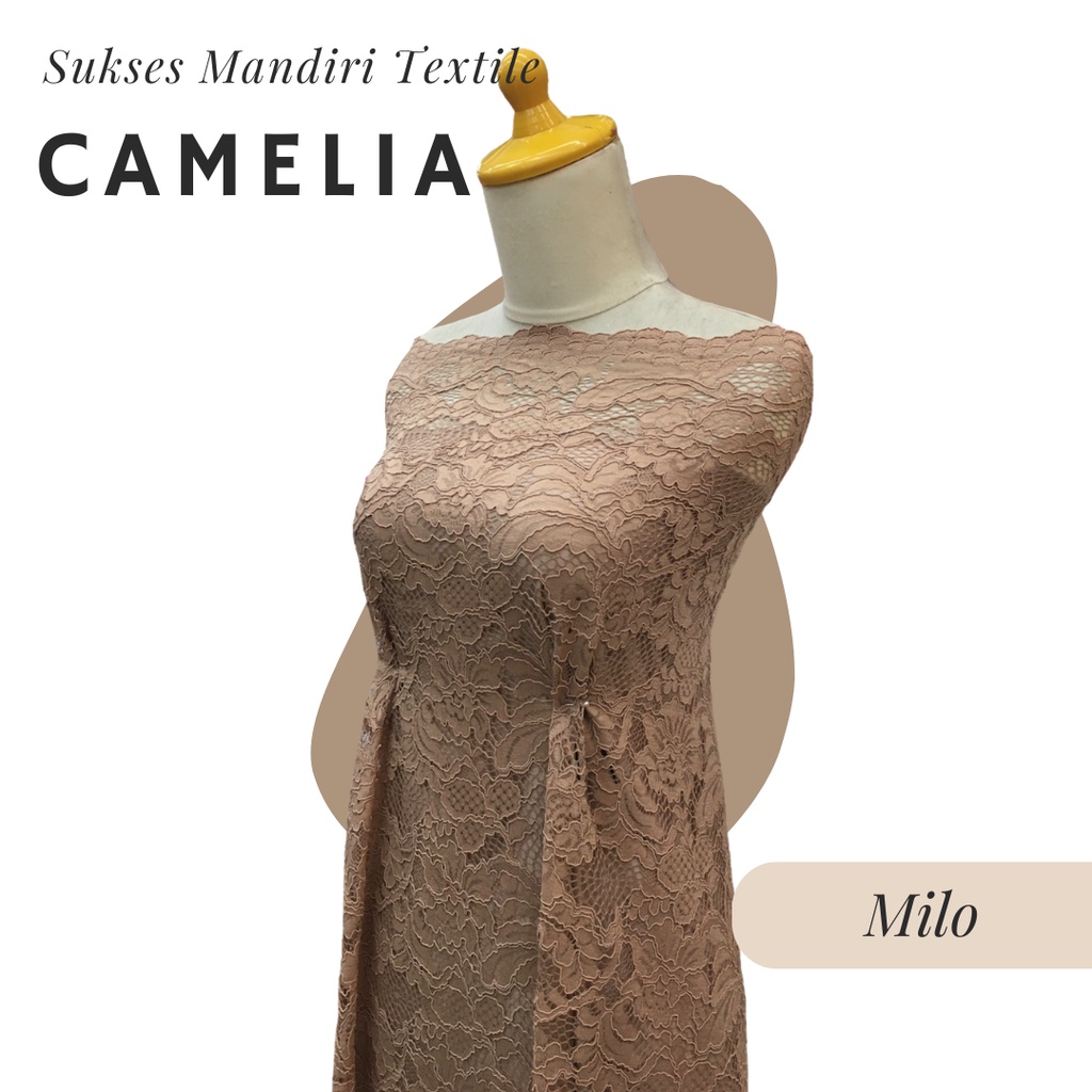 [CAMELIA] Brukat Lembut Warna Milo Coklat Moka | Harga ½ meter = 50 cm (Bahan Dress Bridesmaid, Kond