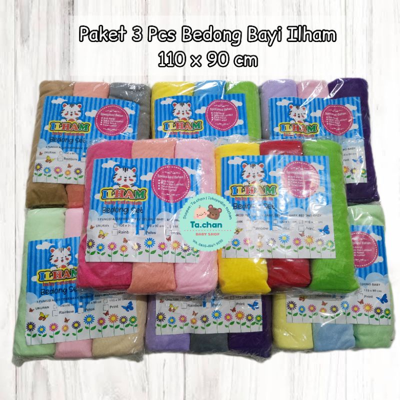 3pcs Bedong Bayi aneka warna uk 90x110cm adem lembut