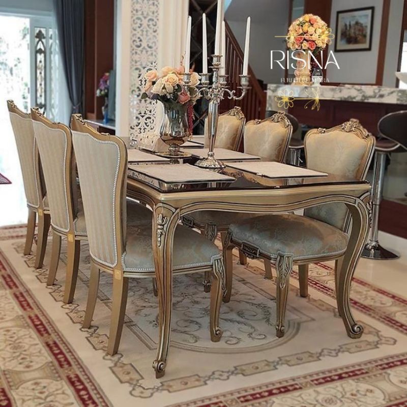 SET MEJA MAKAN MEWAH HIGH QUALITY#SET MEJA MAKAN 6 KURSI#KURSI MAKAN