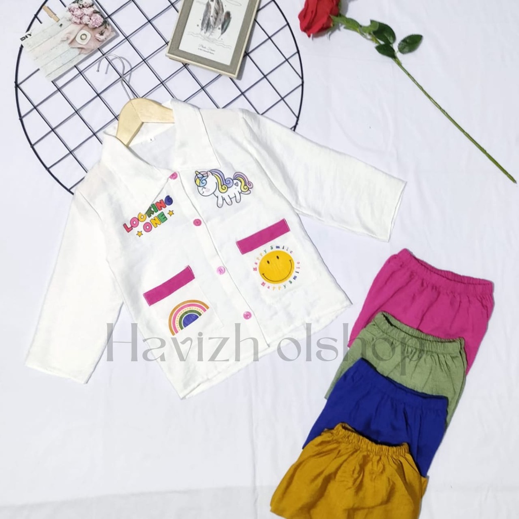 Setelan Anak Emoji Polo Linen 3-12 Tahun // Outfit anak terbaru