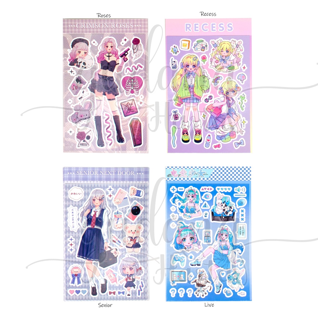 Stiker Cute School Girl Sticker Motif Cewek Sekolah Lucu DIY Scrapbook GH 303729