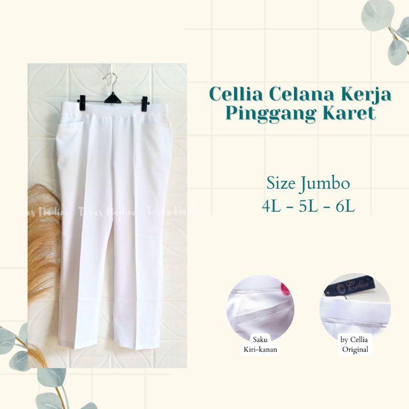 Celana Putih Wanita | Celana Kerja Putih Wanita Pinggang Karet | Celana Kerja Wanita Merk Cellia Ori