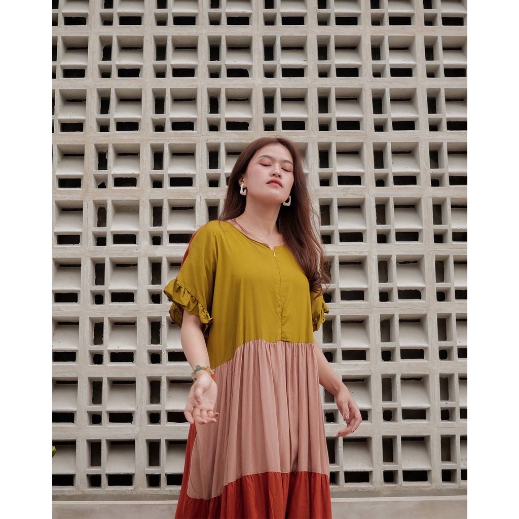 Midi Dress Candy Polos Kombinasi LD 140 &amp; LD 120 Super JUMBO Big Size Busui Bumil Freindly | MDc Oriani