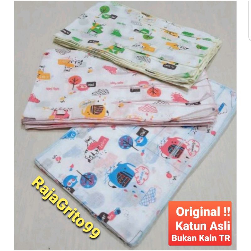 Gurita Bayi Putih PRINT bhn KATUN Tebal isi 1 Lusin / Gurita Baby Premium, Grita mori Sablon Halus / Grito ikat Gambar / Gurita Tali, Bahan katun - Grosir 12 pcs