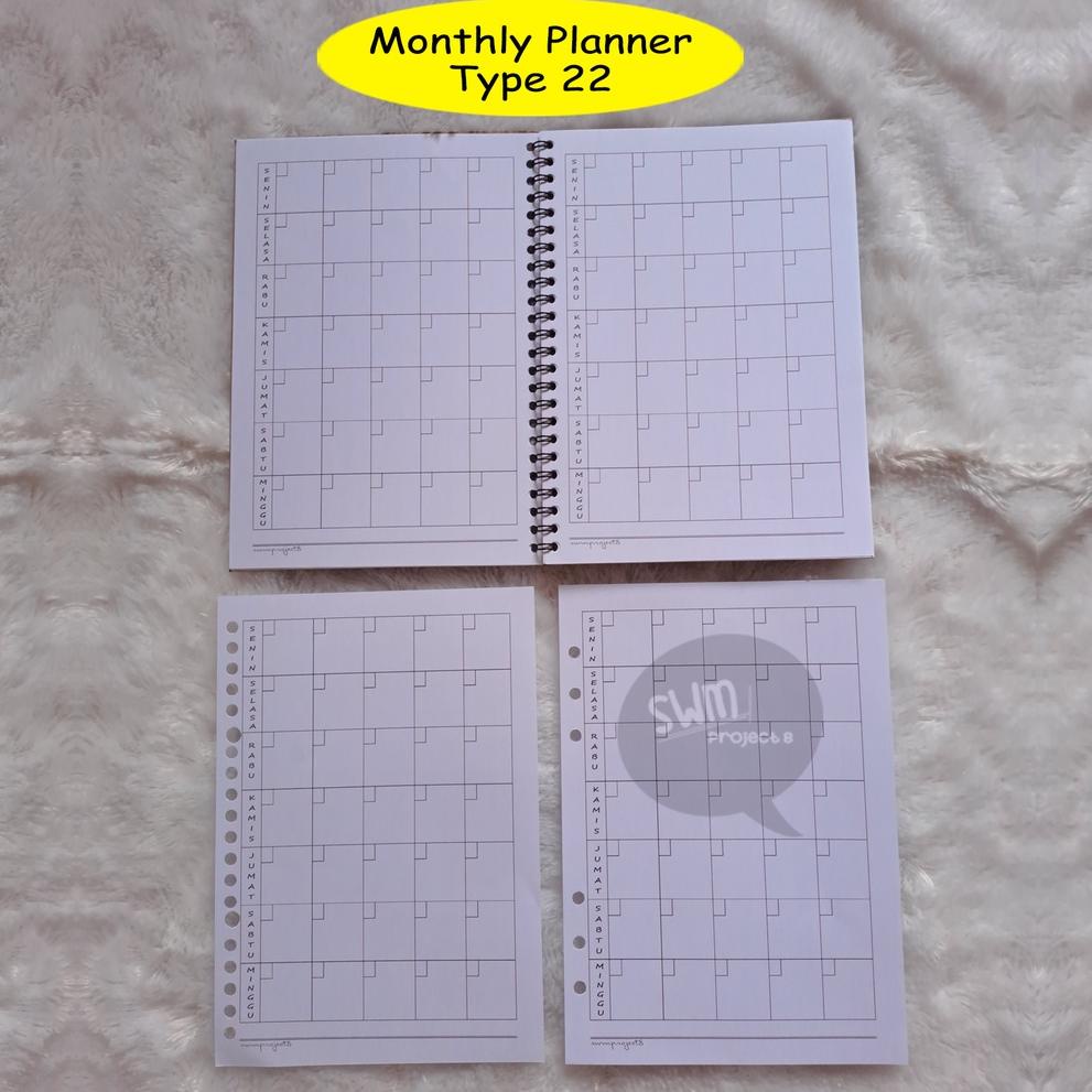 

[KODE WS8F0] planner 22 - notebook spiral refill loose leaf kertas isi binder filler A5 A6 A7 journal monthly