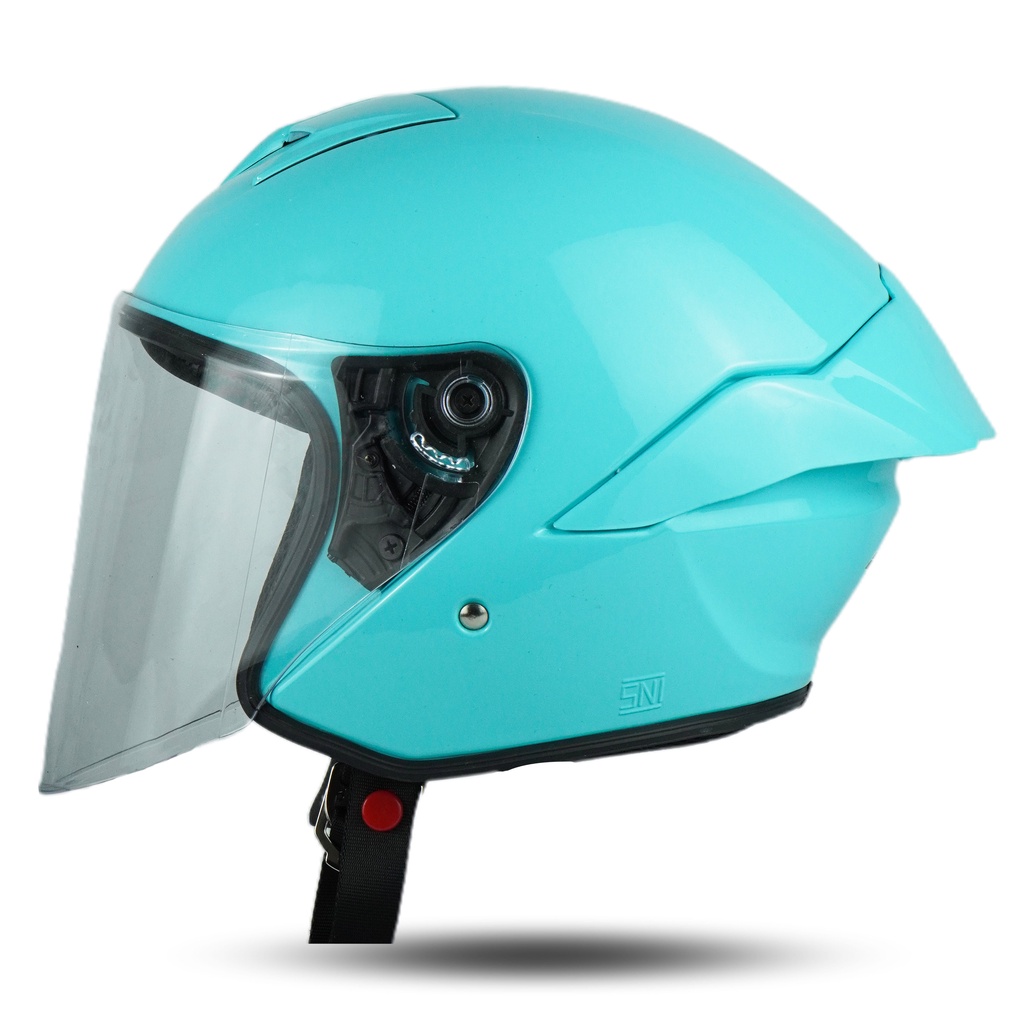Jual Jitsu Helm Half Face JS1 Series Warna Tosca Gloss Solid Premium
