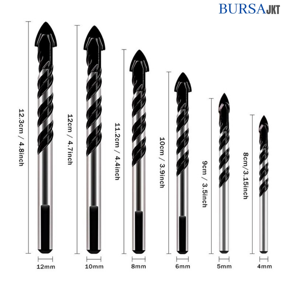 MATA BOR TOMBAK HITAM ULIR KACA KERAMIK  POSELEN SET 4 - 12MM