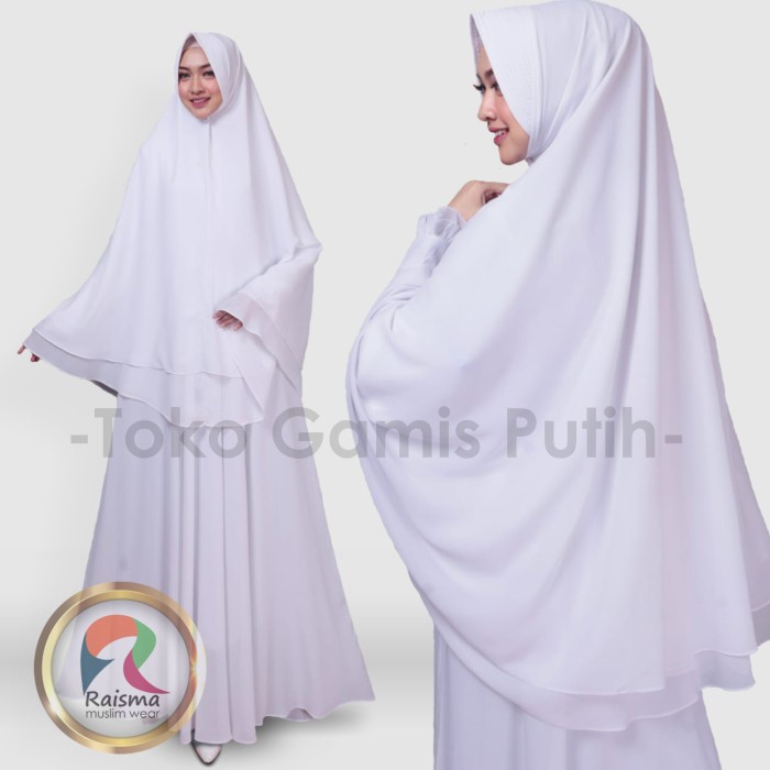Gamis Putih Wanita / Baju Gamis Putih Syari / Gamis Putih Untuk Umroh - Putih, M