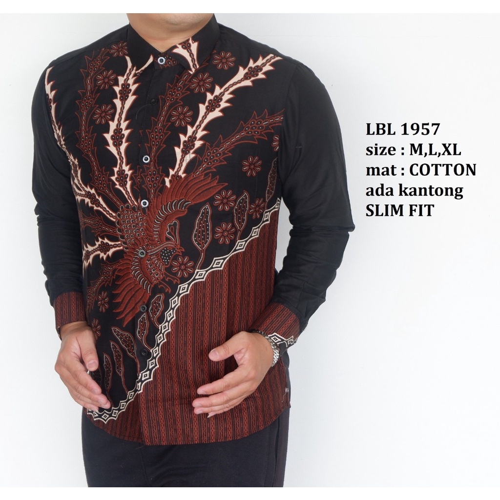 KEMEJA BATIK PRIA SLIM FIT LENGAN PANJANG BAJU BATIK PRIA LBL1957