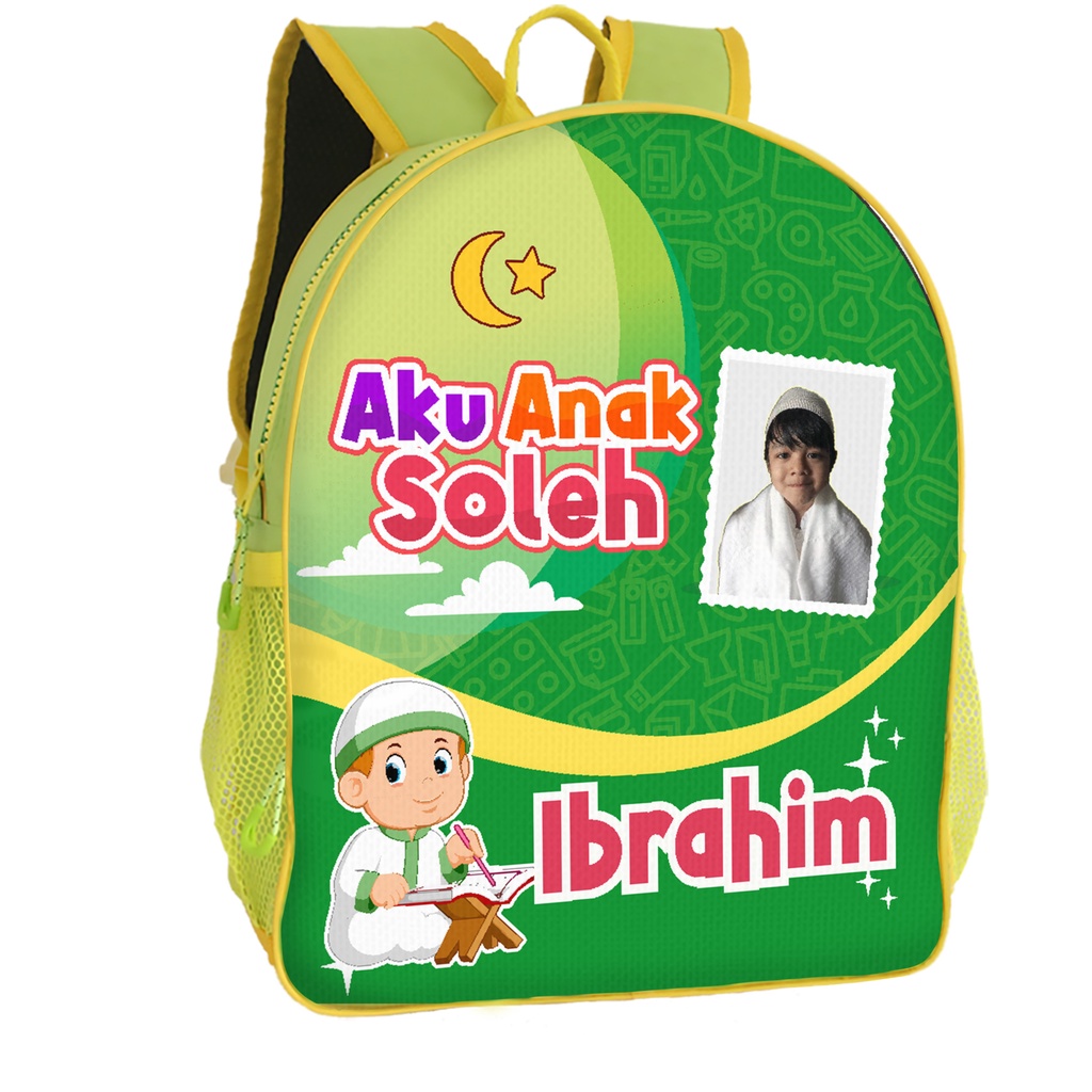 

Tas Anak Custom - Tas Anak PAUD/TK Tema AKU ANAK SOLEH KidBags Non Kantong - 1 HARI JADI