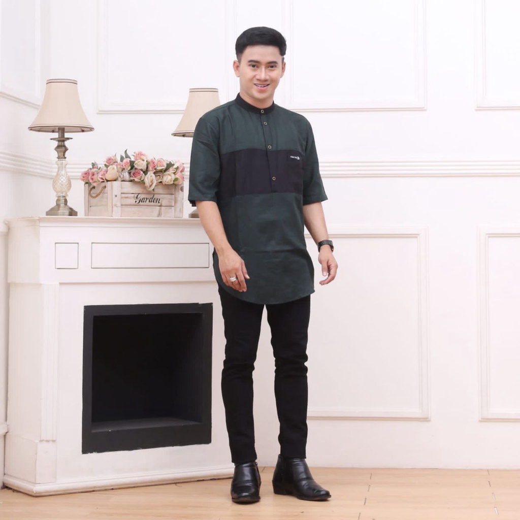 Baju Koko Kurta Lengan Pendek Baju Koko Fashion Muslim Pria Dewasa Terbaru Bahan Toyobo