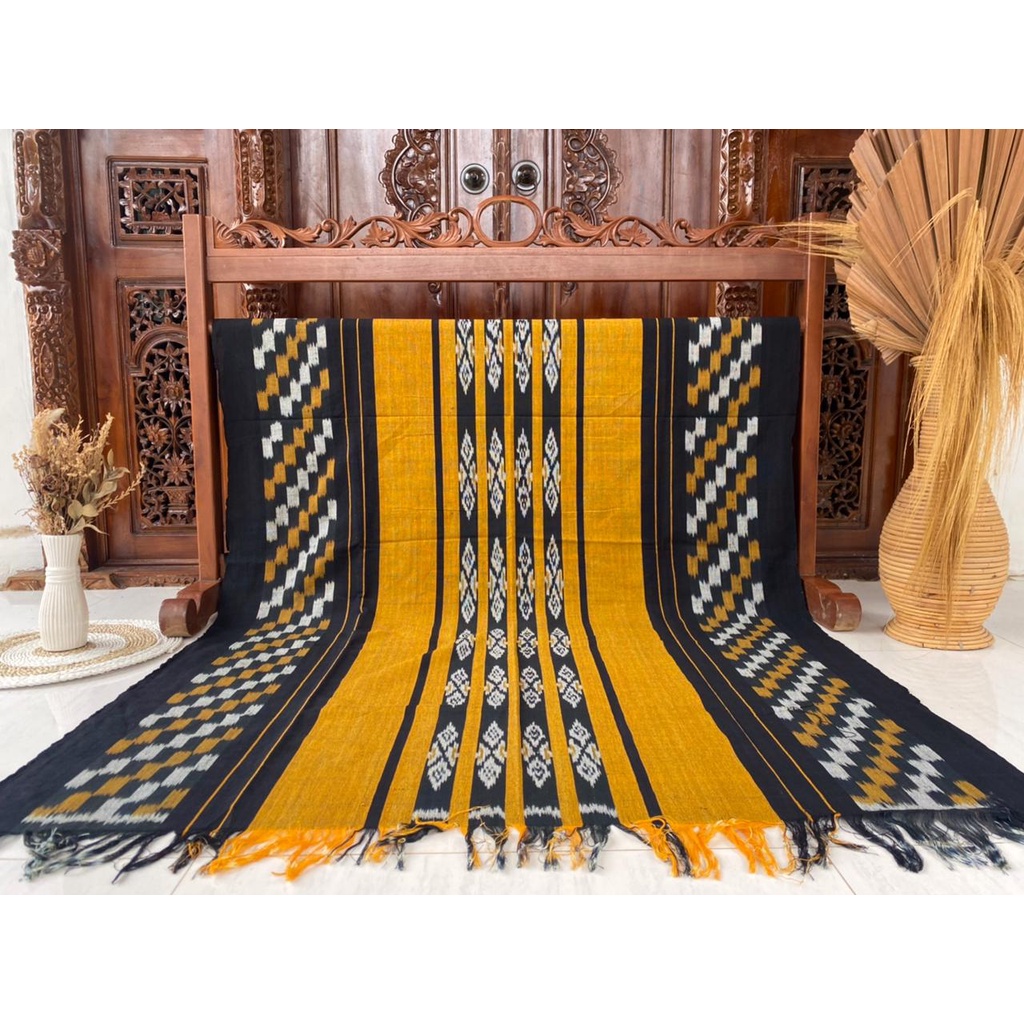 Kain Tenun Blanket etnik troso jepara spesial motif kuning gold