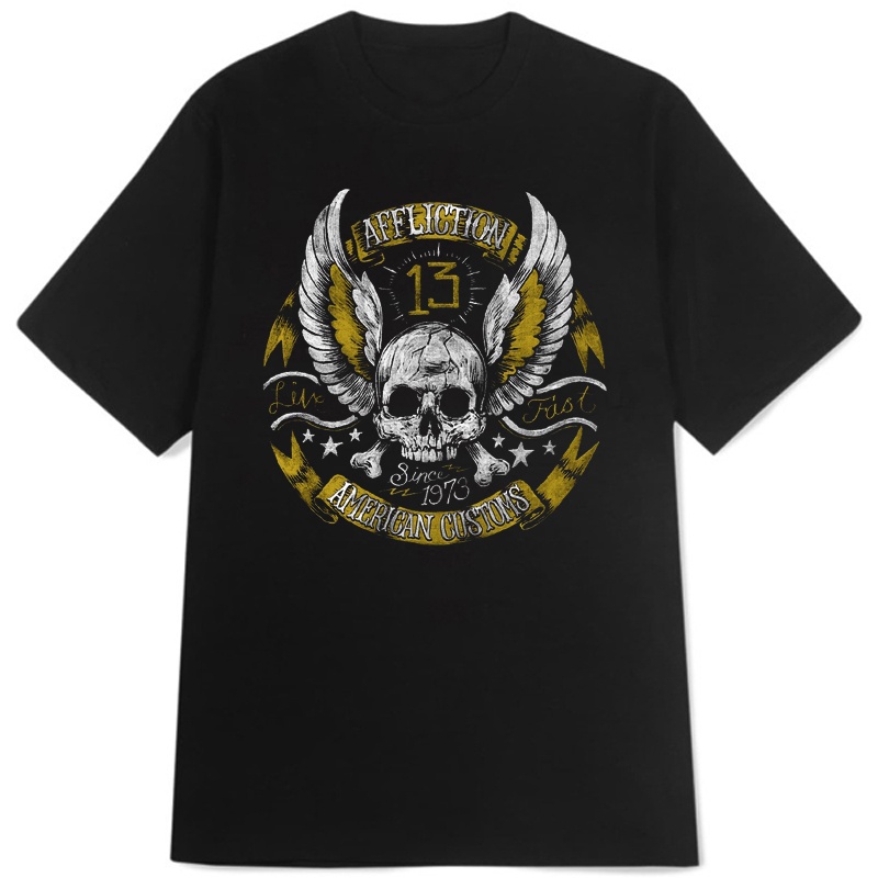 Kaos Affliction - Tshirt Motif Tengkorak Casual Unisex New Cotton T - SHIRT SKU-24995886697712256902