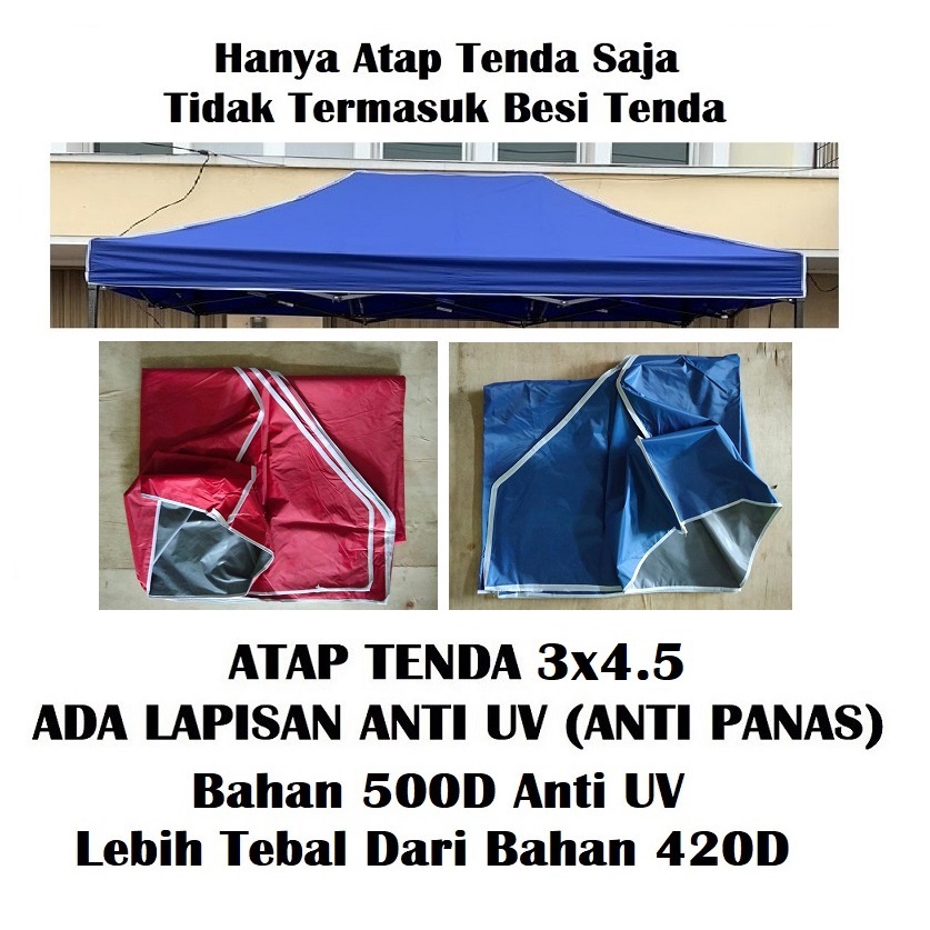 Terpal Atap Tenda Ukuran 3x4.5 Anti Panas (Bahan Polyester 500D)