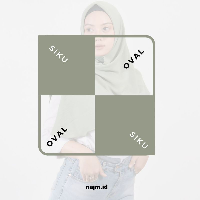 Kerudung segi empat Oval 2 sisi (2in1) Crinkle Airflow 120x120 cm • Jahit Tepi