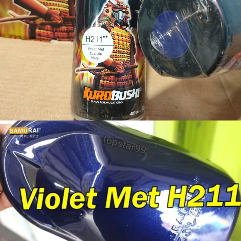 Pilok Pilox Cat Samurai Violet Met H211 211 Metalik 400ml Cat Semprot Samurai Paint Kurobushi Aerosol 400 ml