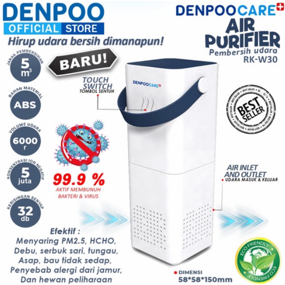 DENPOO CARE AIR PURIFIER PORTABLE RK-W30 / PEMBERSIH UDARA PORTABLE