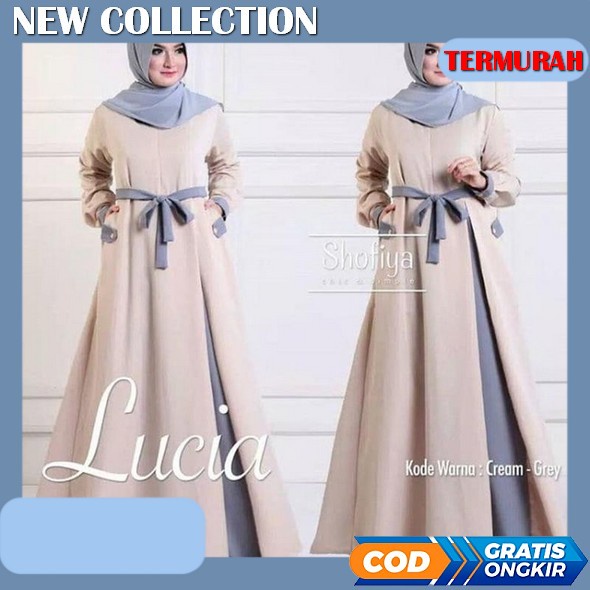 Abraashop - Seina Gamis Ceruty Babydoll M L Xl Kondangan Jumbo Baju Gamis Wanita Terbaru 2022 / Baju