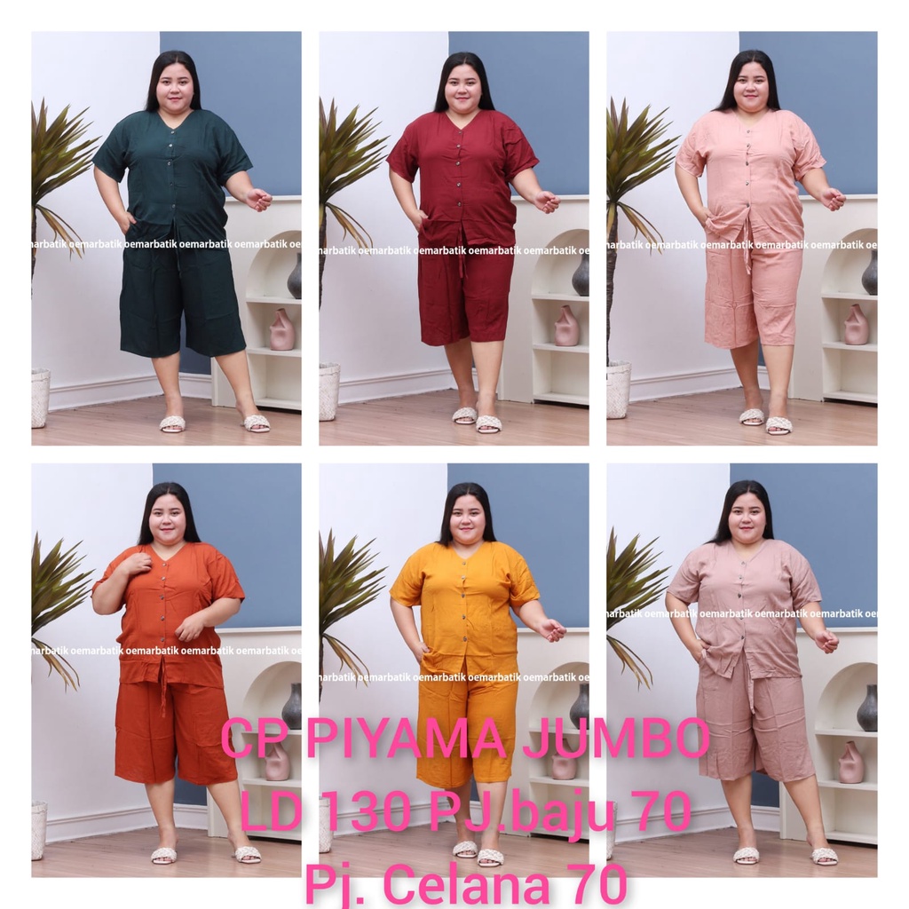 SETELAN PIYAMA JUMBO LD 130 | PIYAMA KANCING POLOS | PIYAMA RAYON POLOS | PIYAMA HITS