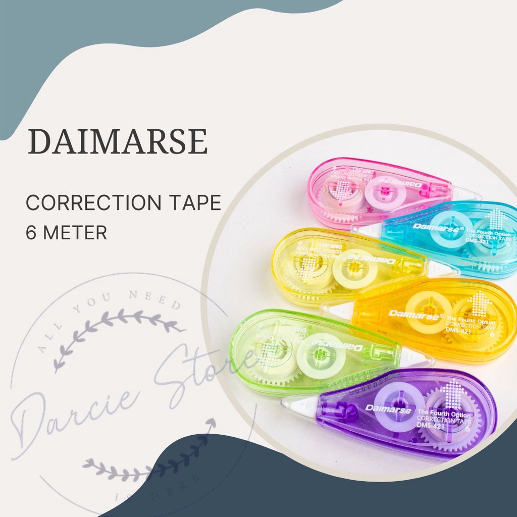 

DAIMARSE CORRECTION TAPE/ TIP EX KERTAS WARNA WARNI 6 METER MURAH