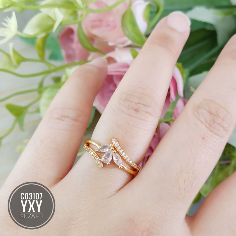 Cincin yaxiya permata zircon gold C03107