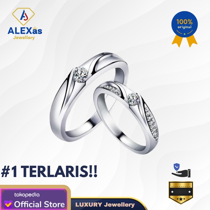 cincin tunangan/nikah/kawin emas kuning/putih perhiasan mas 75% couple