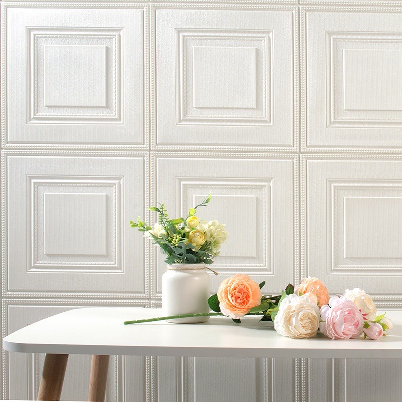 T&amp;Y Wallpaper Dinding 3D Foam Motif Pintu 6mm Sticker Wallborder 3D Motif Kotak Wallfoam waterproof 70cmx70cm Stiker DindingTahan Air Empuk Dekorasi Rumah Murah Import