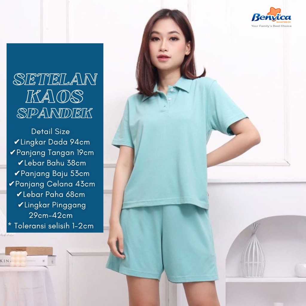 BAJU TIDUR CELANA PENDEK KERAH Tetoron Cotton Spandek