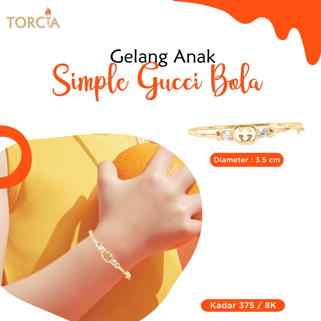 Gelang Bayi dan Anak Emas Asli Simple Brand Bola Kadar 375 Torcia