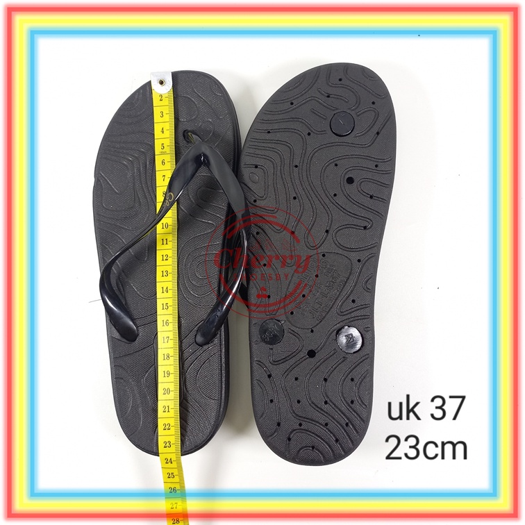 L1967 Sandal Jepit Karet Wanita Motif Garis Gelombang Glanzton